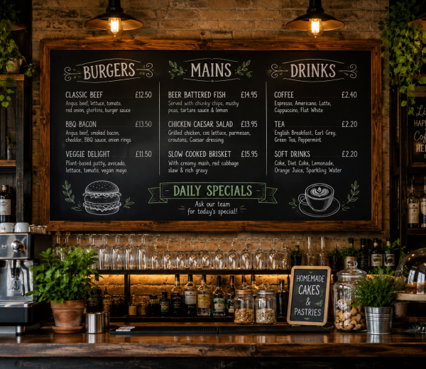 Authentic printed chalkboard menu boards