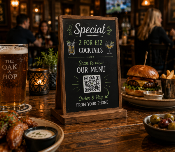 Authentic printed chalkboard table talkers